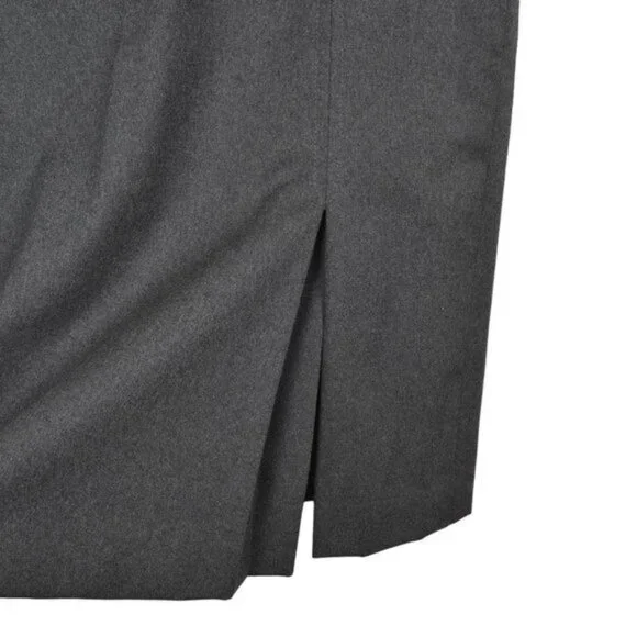Vintage Allure Wool Grey  Midi Skirt Pencil Front Slit Size Medium - Picture 2 of 10
